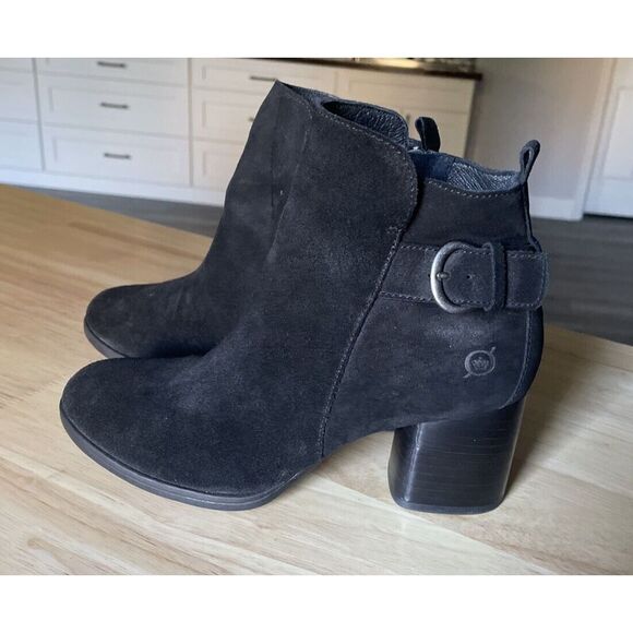 Born Size 6 M Black Leather Suede Zip Ankle Fashion Boots‎ size 6 - Picture 1 of 5